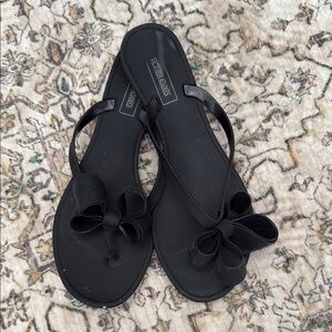 Black Bow Jelly Sandals